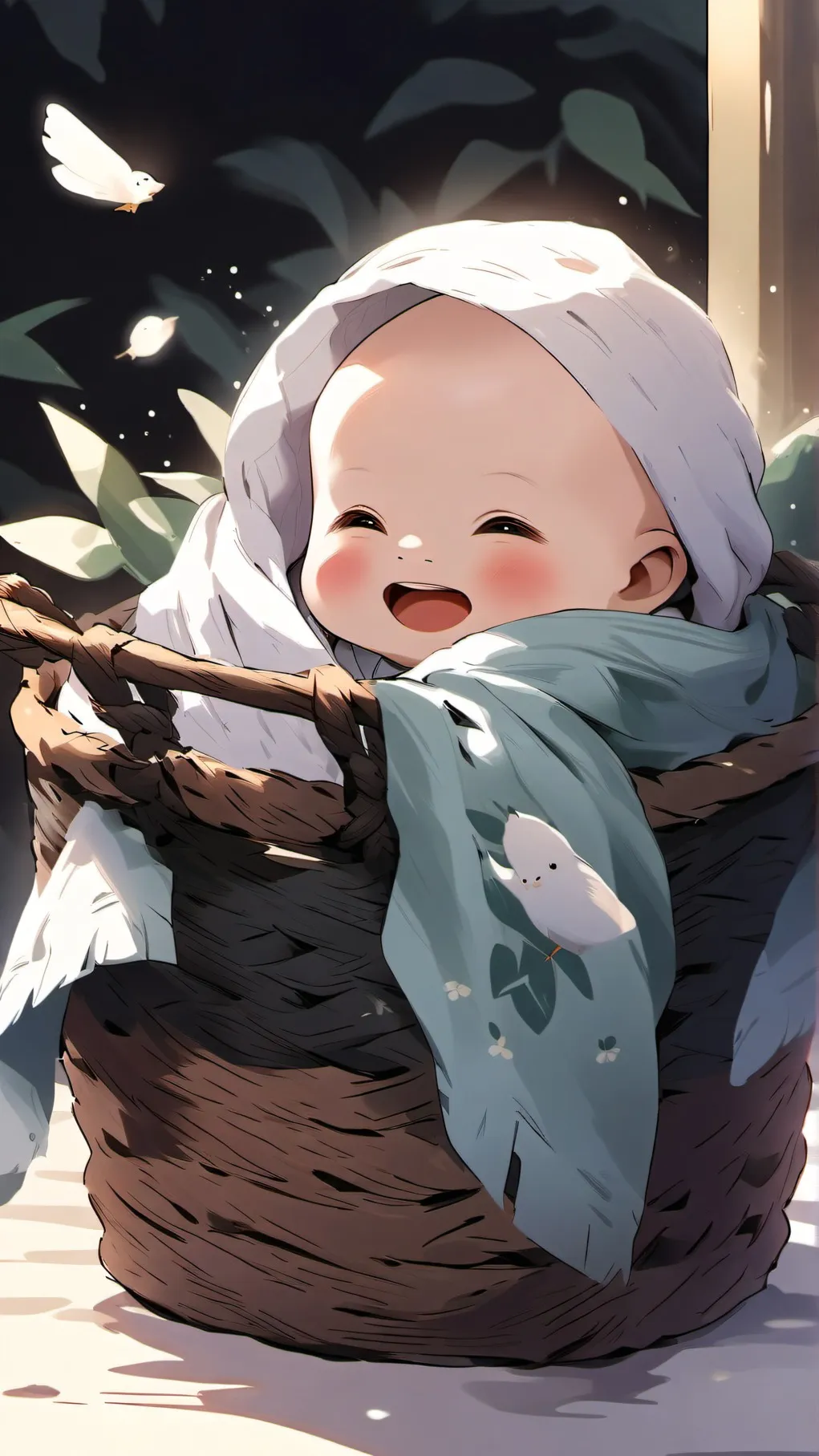 ai character: abandoned baby gir background