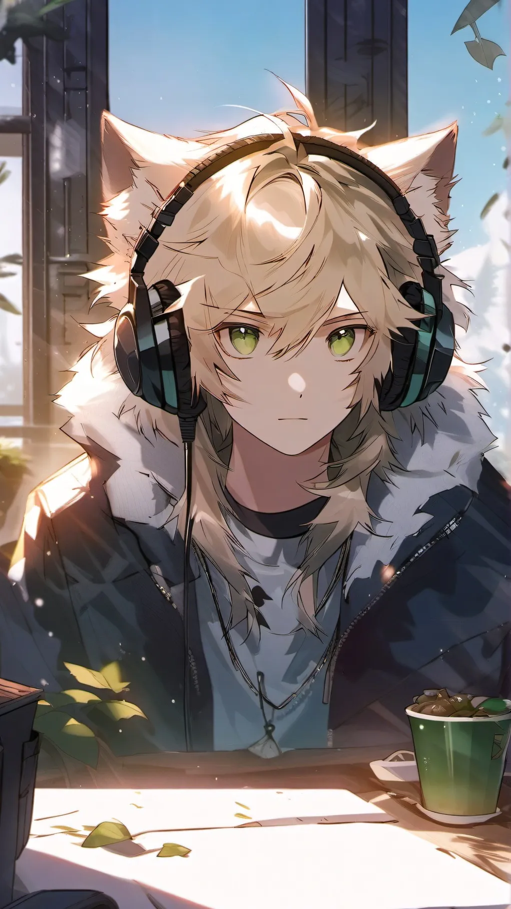 ai character: cat mic background