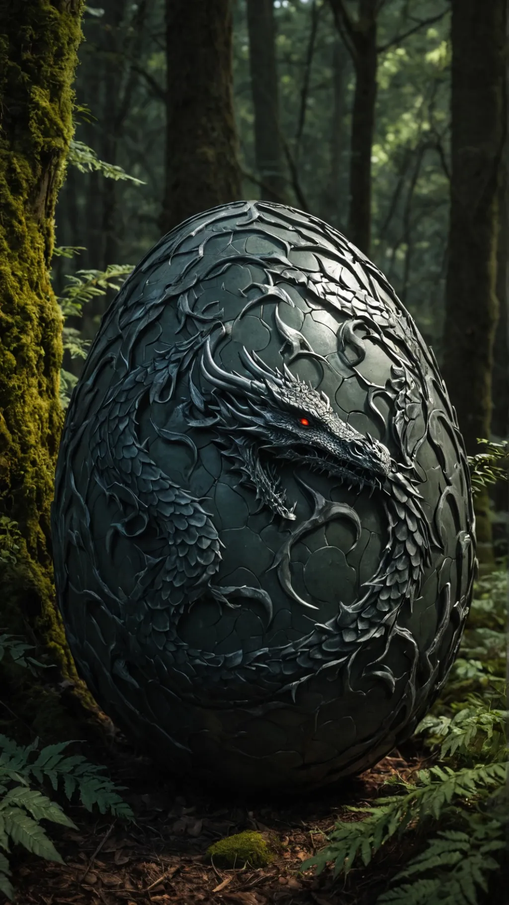 ai character: ancient dragon egg background