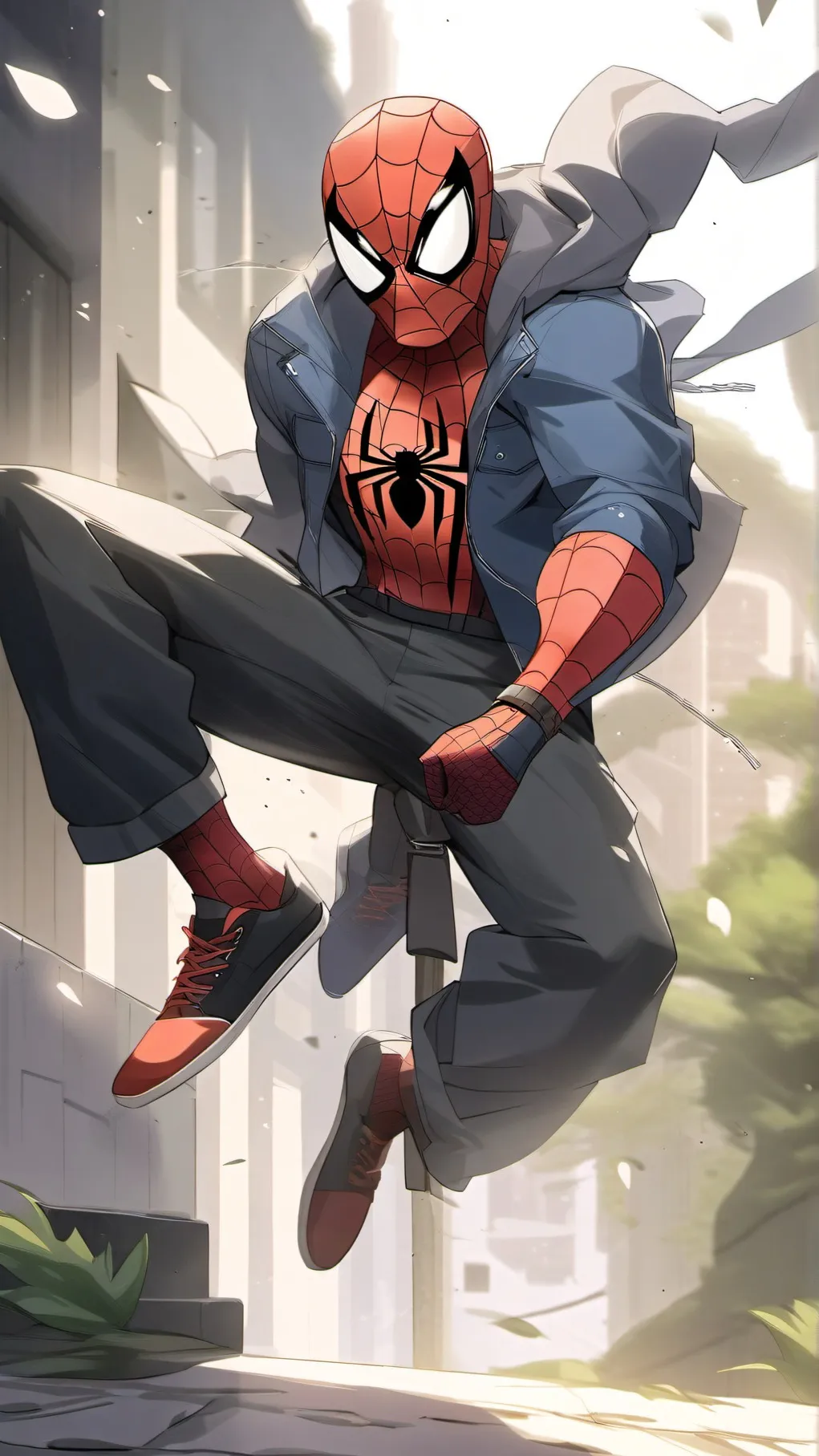 ai character: Peter parkour background