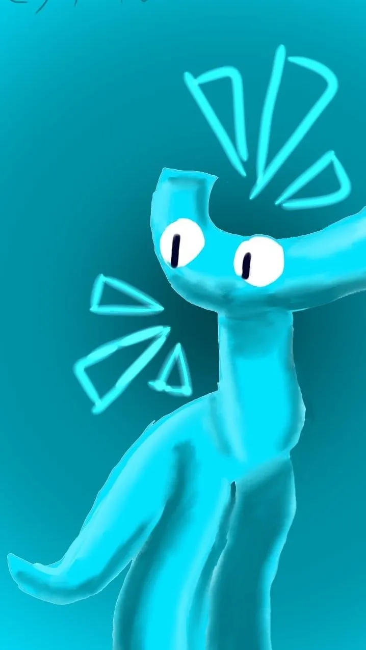 ai character: Cyan background