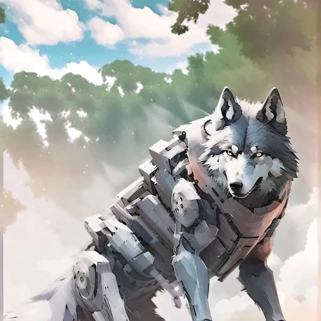 chat with ai character: Cyborg wolf suit