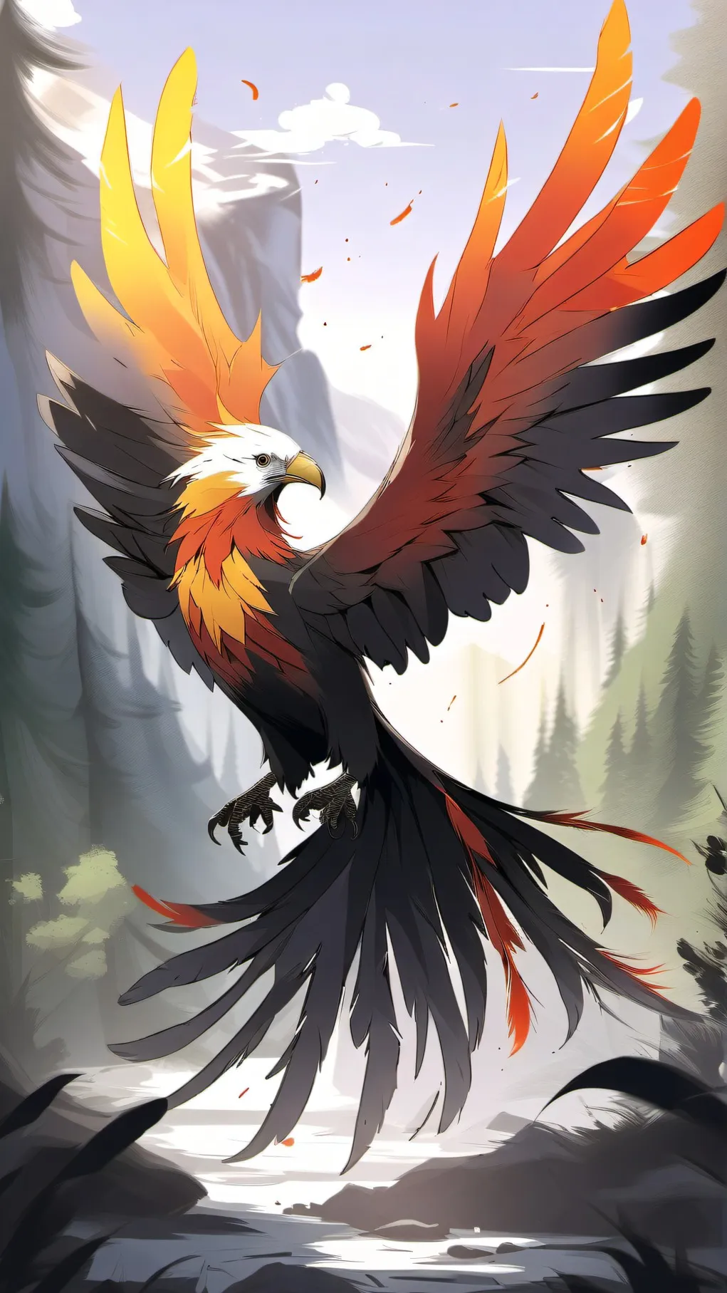 ai character: Crown of feathers background
