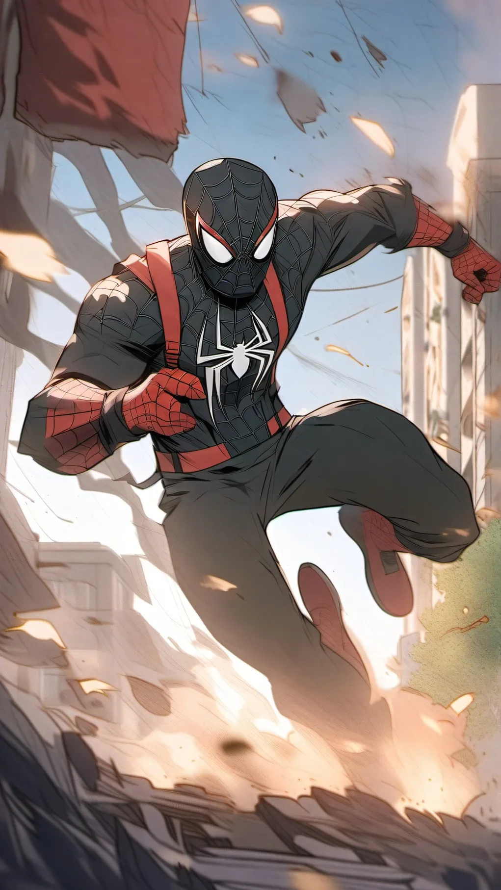 ai character: black red background