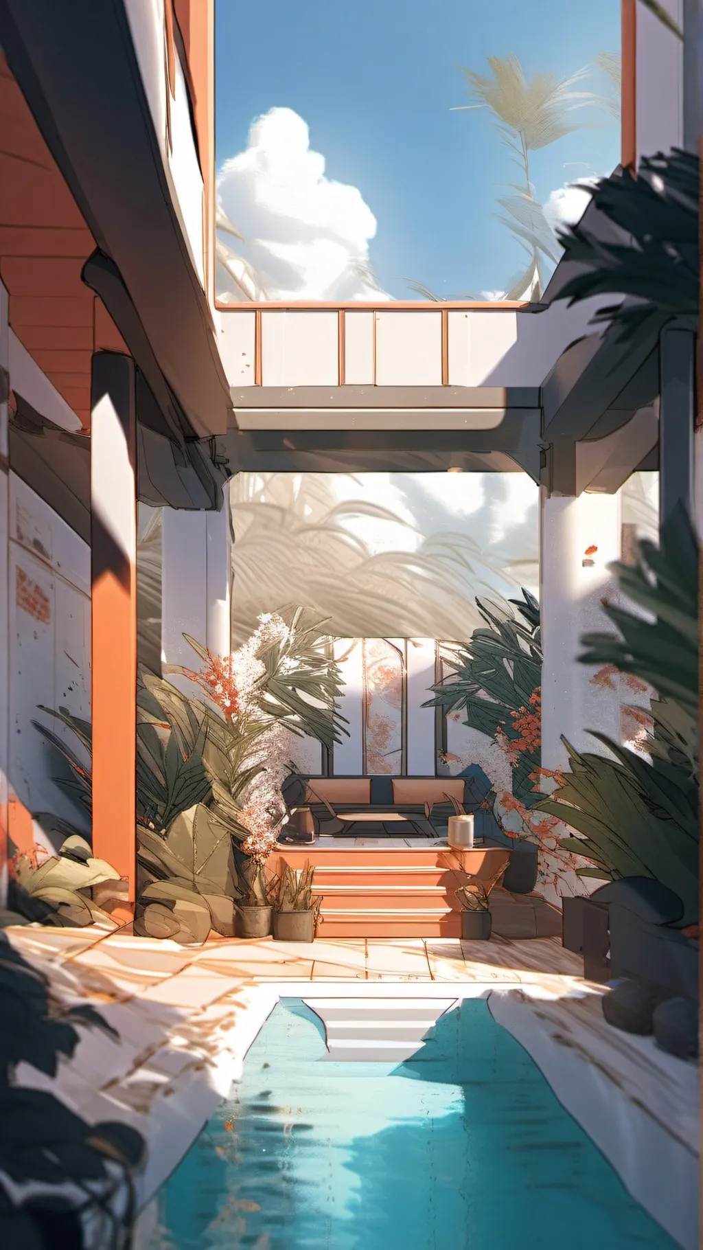 ai character: sprunki pool party background