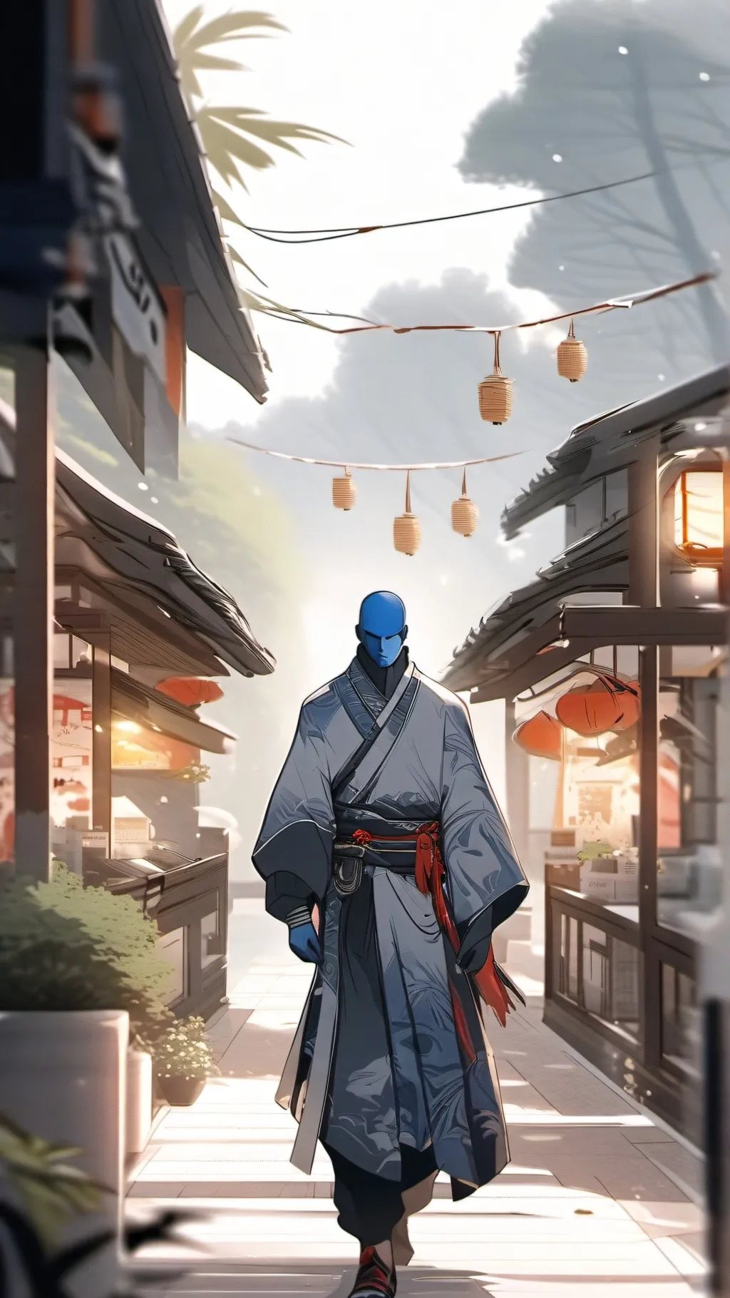 ai character: Jevin eats sky background