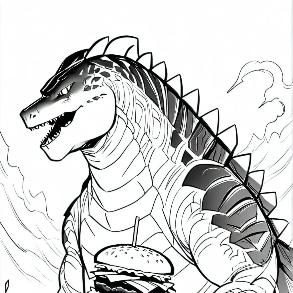 chat with ai character: Godzilla eating