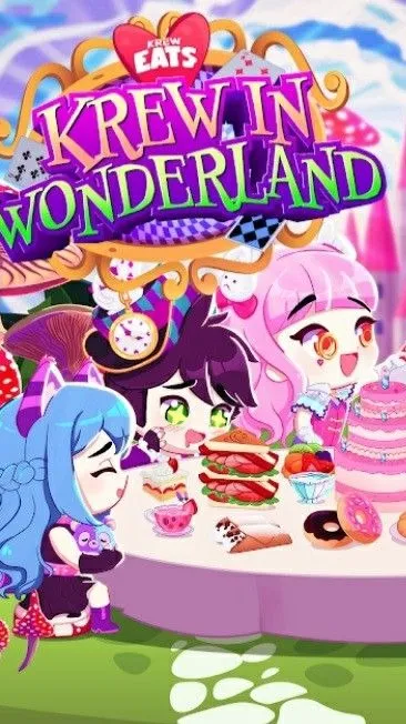 ai character: KREW Wonderland background