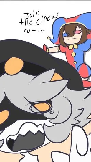 ai character: Pomni and N background