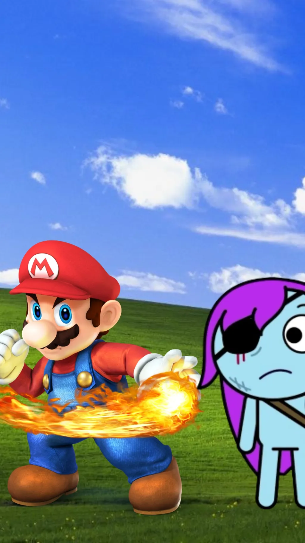 ai character: Pibby and Mario  background