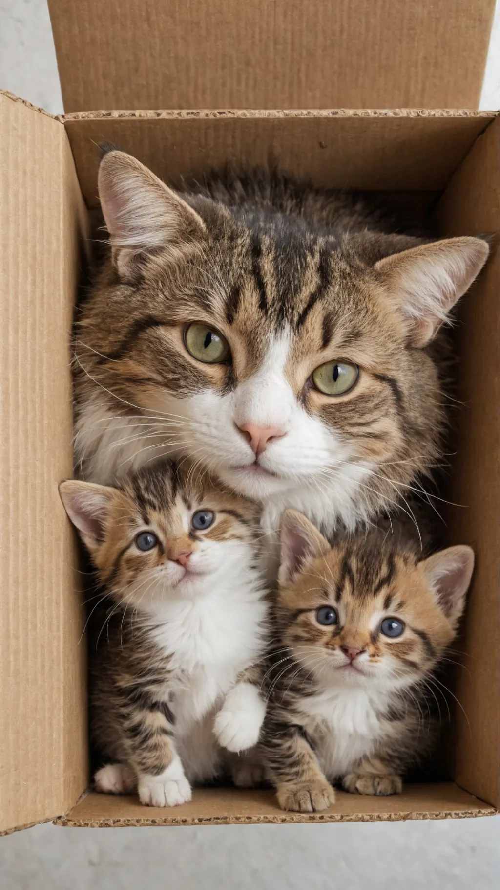 ai character: Mom cat and kitten background