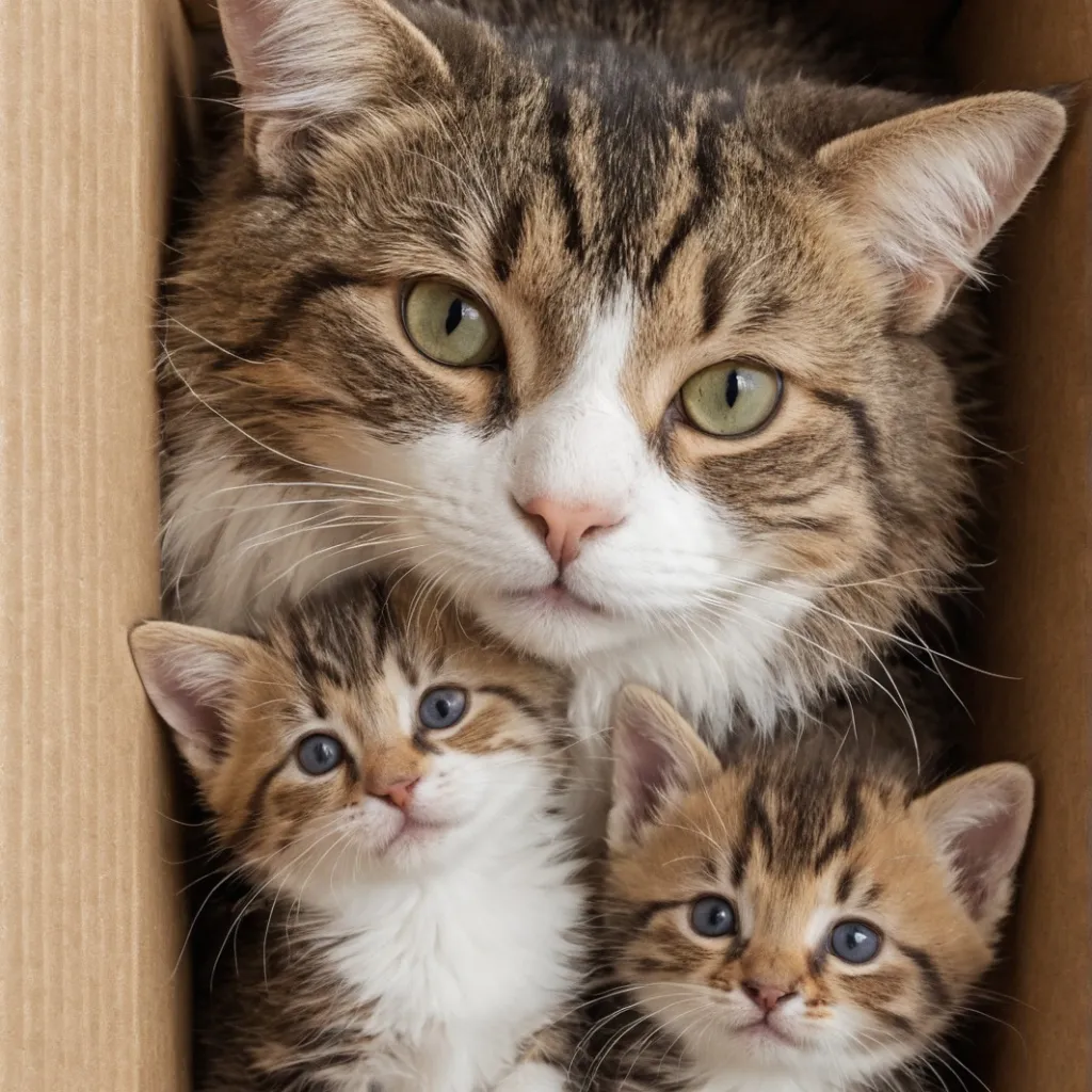 chat with ai character: Mom cat and kitten