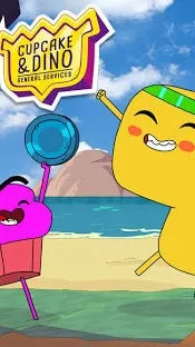 ai character: Cupcake and Dino background