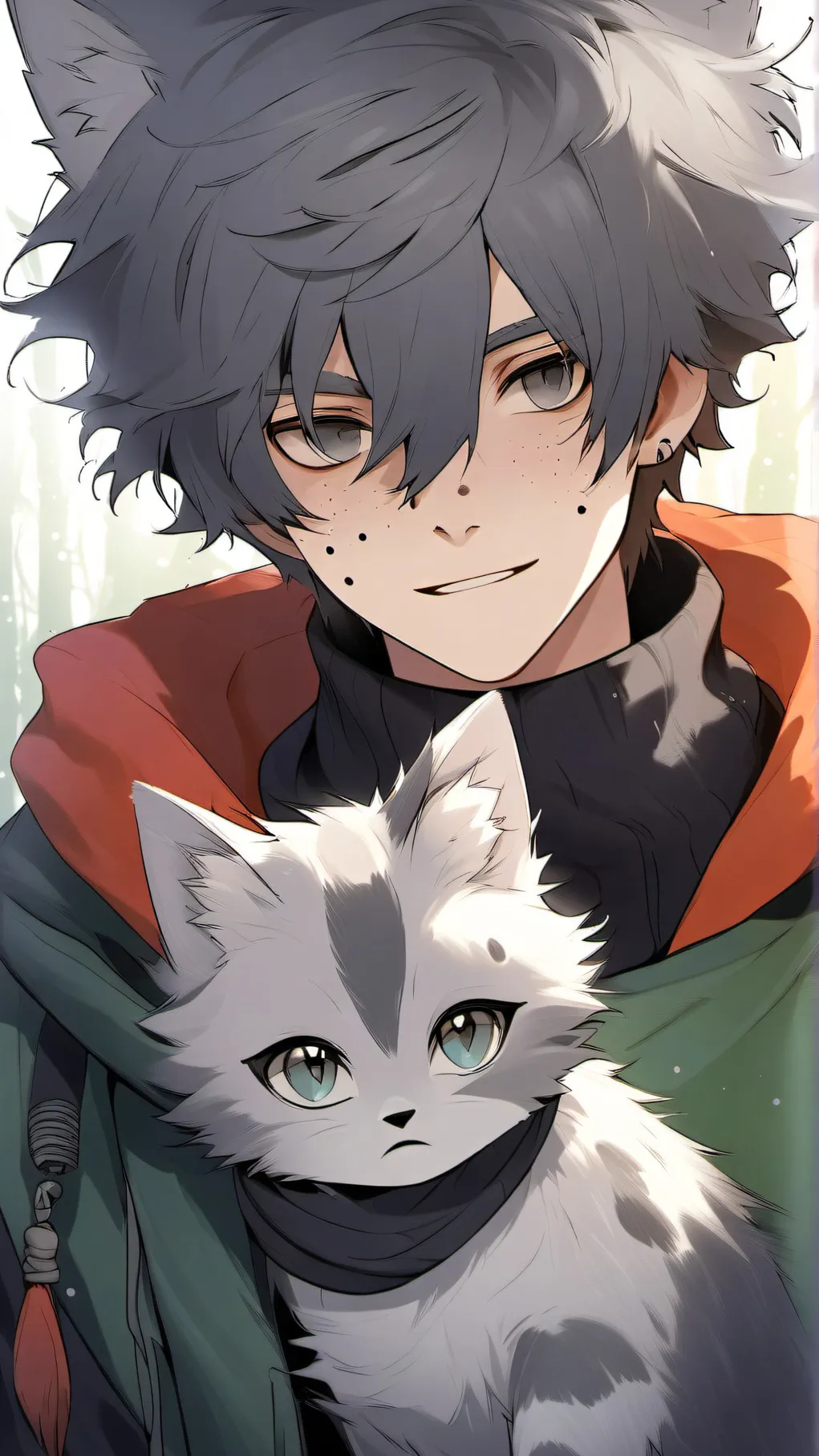 ai character: Grey background