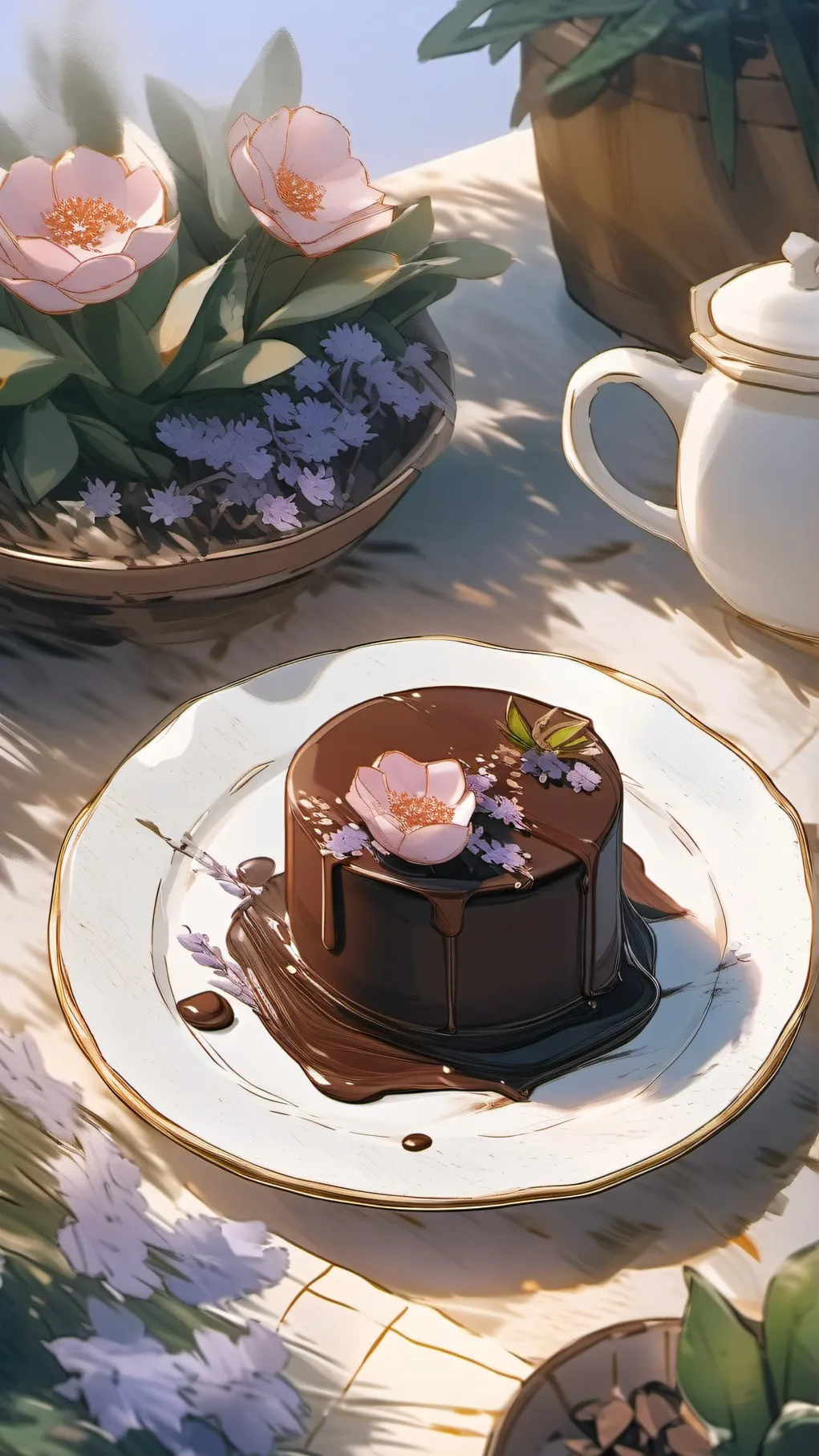 ai character: chocolate background