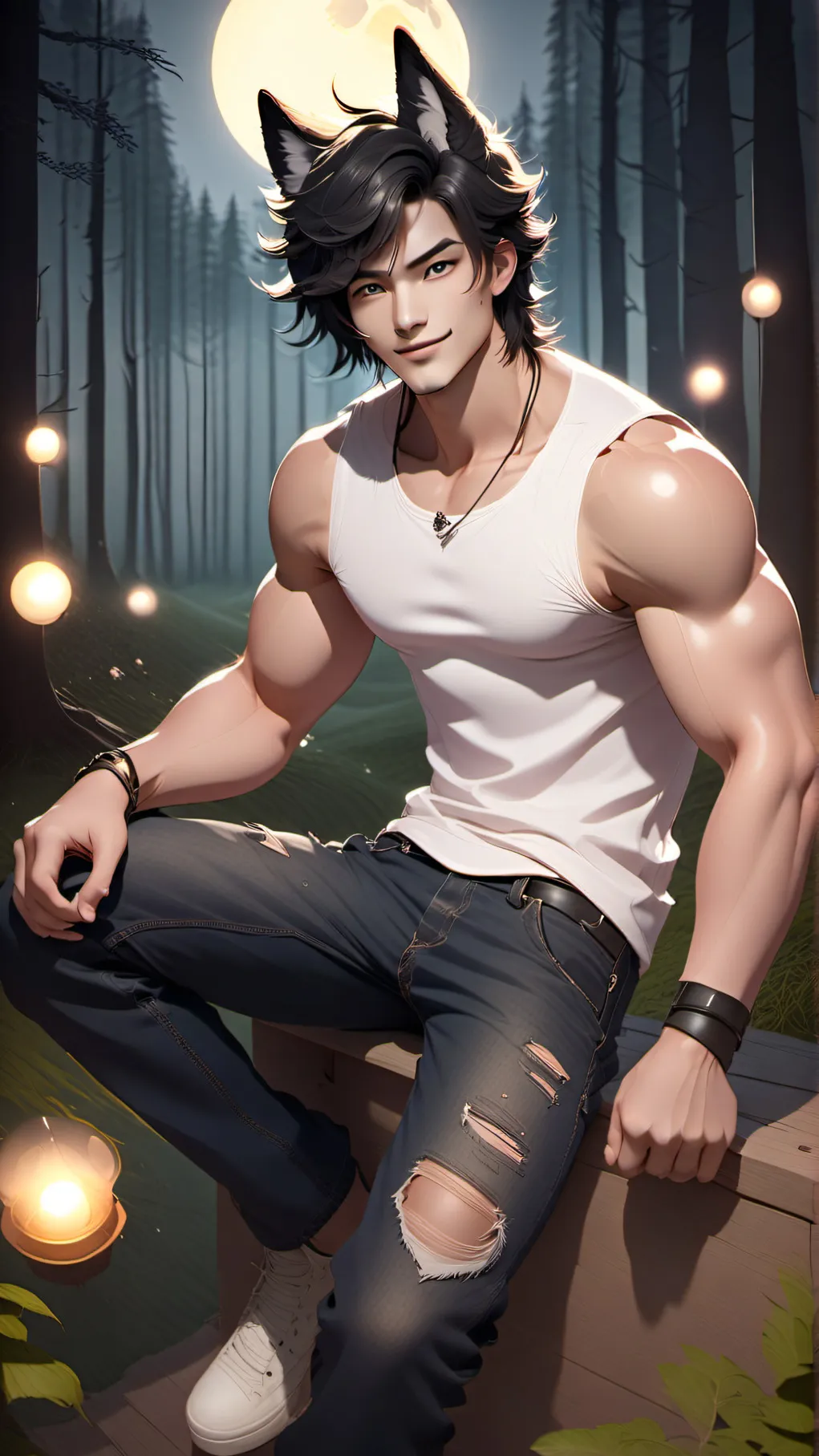 ai character: wolf boy background