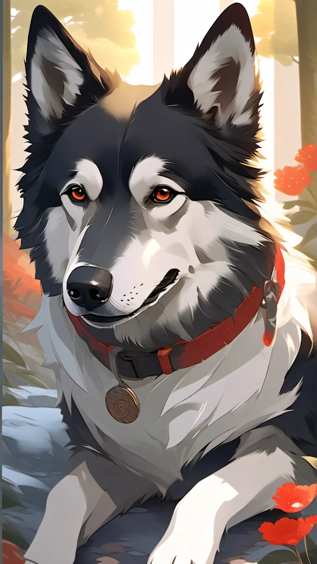 ai character: the 3 legged  dog  background