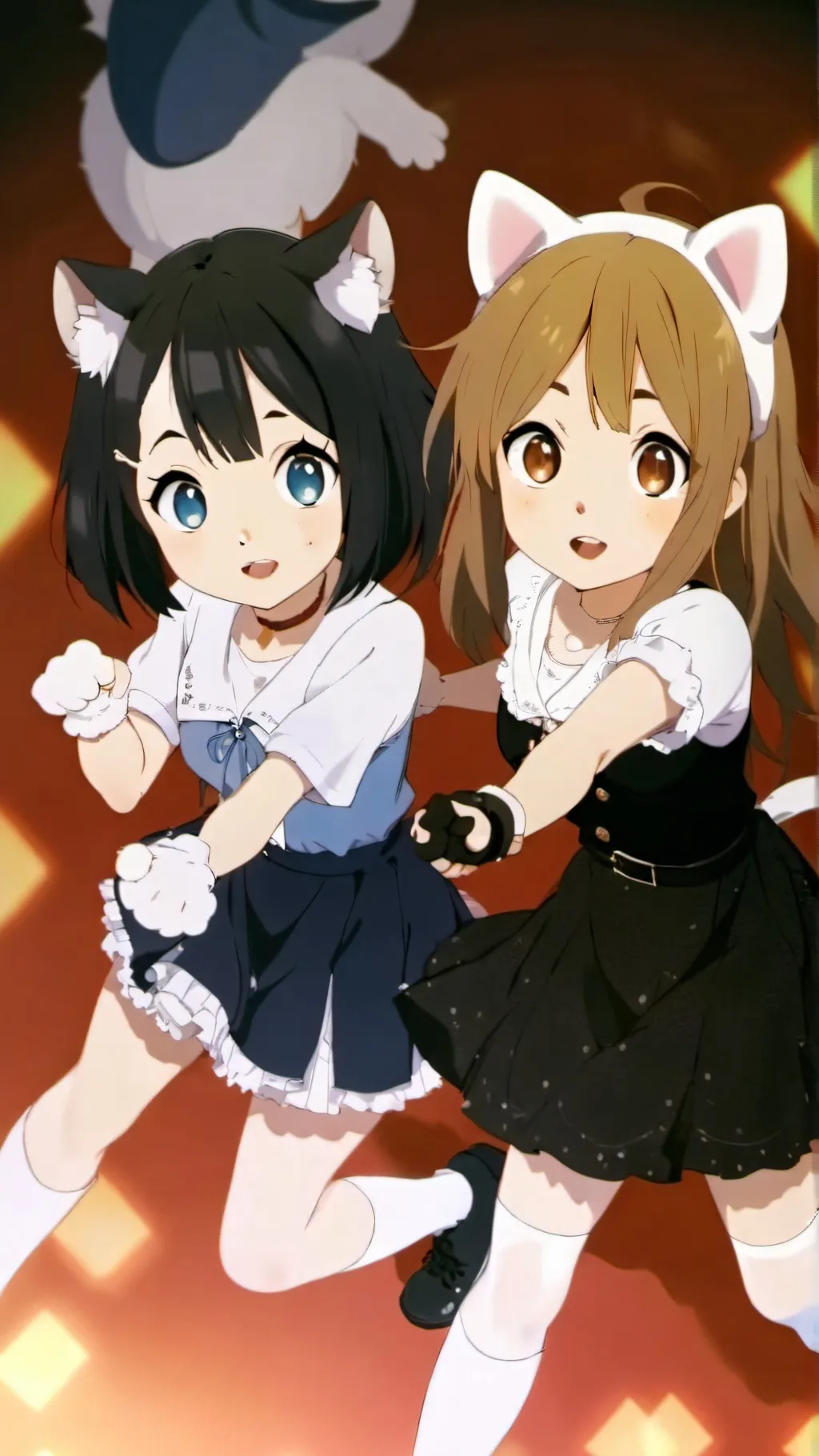 ai character: Cat girl and dog girl background