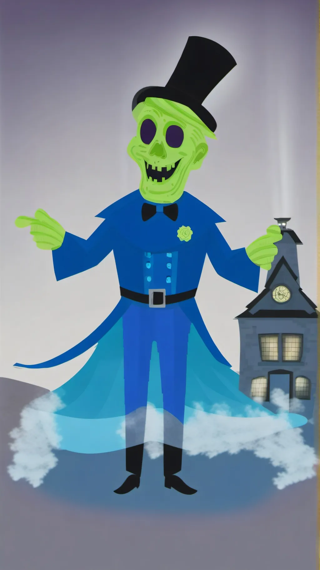 ai character: ghost host background