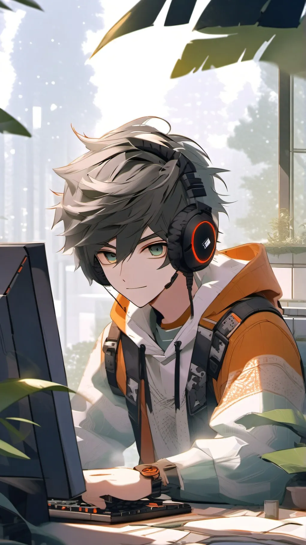 ai character: Pro gamer at doors background