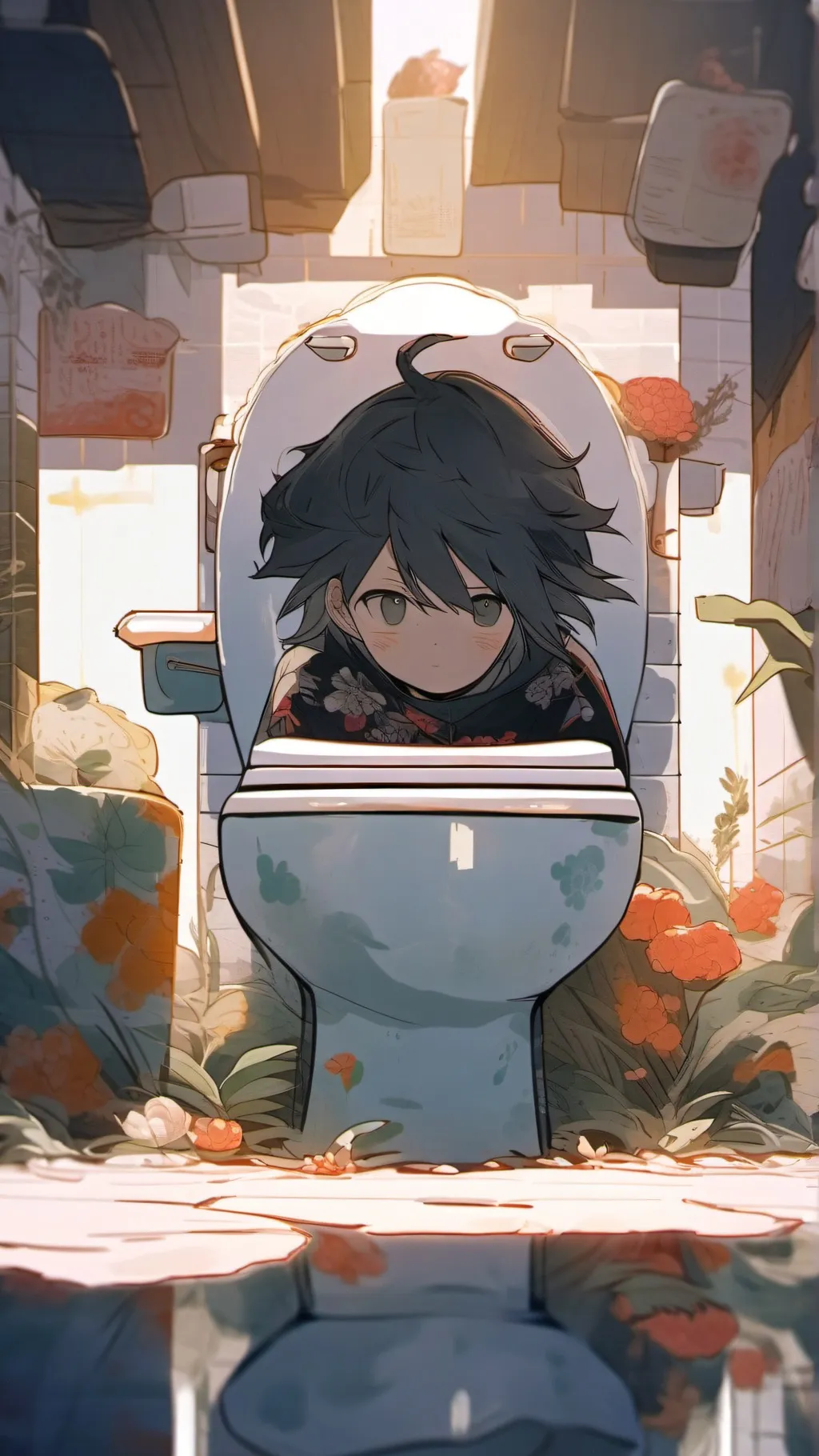 ai character: Cute skibidi  background