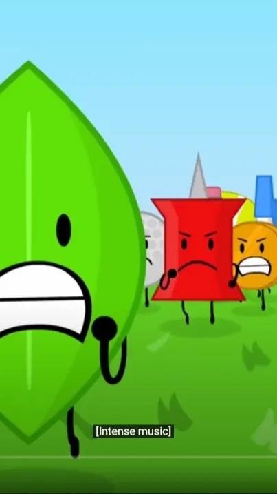 ai character: bfdi chases leafy background