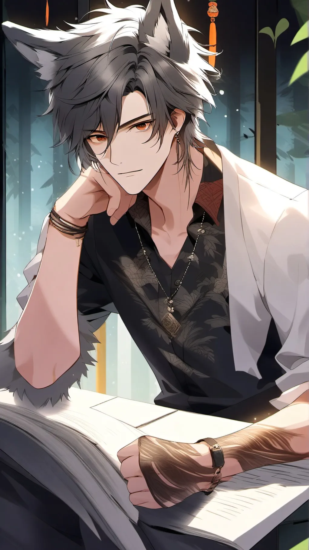 ai character: Your wolf Bf background