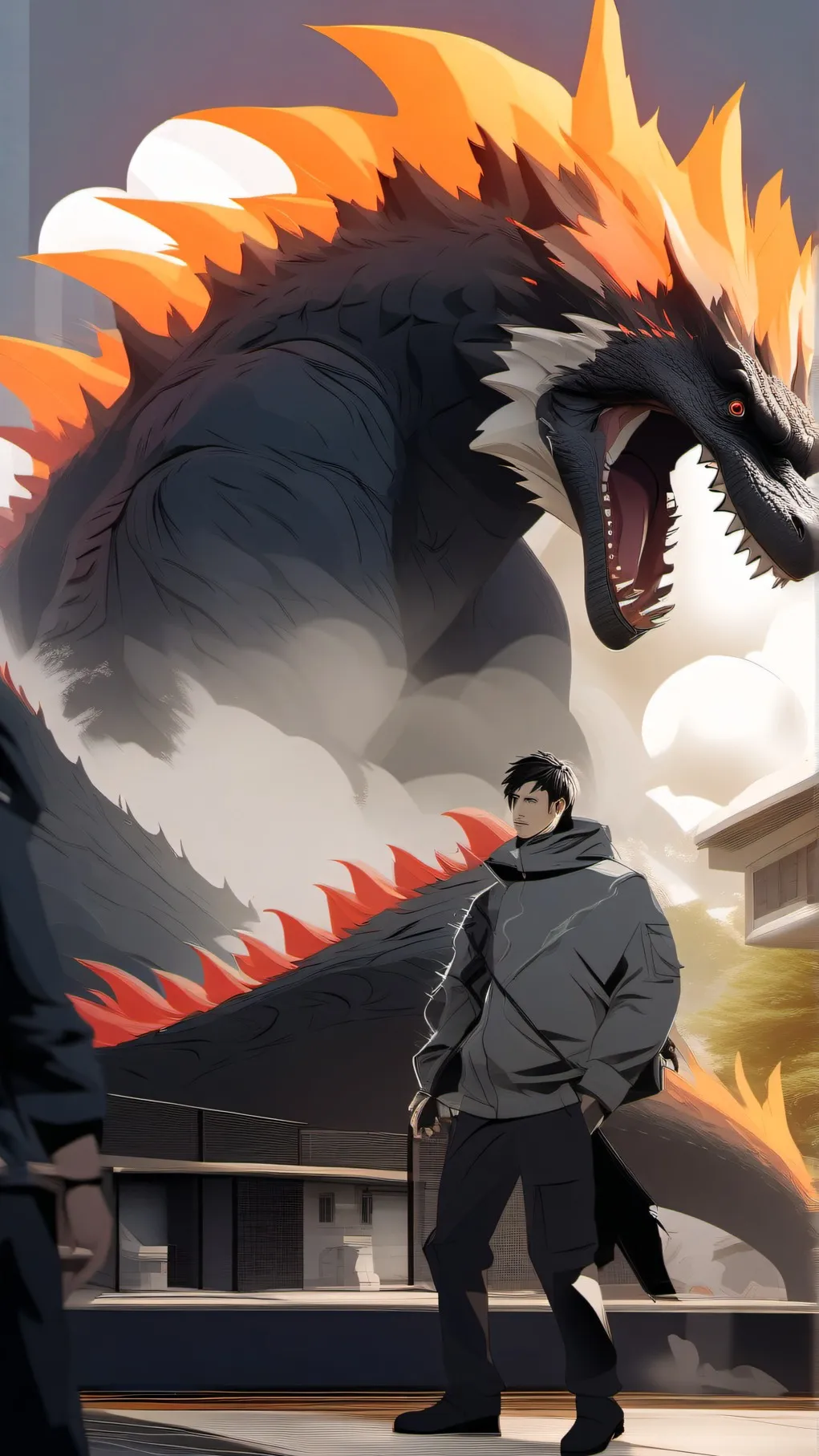 ai character: Godzilla x MHW background