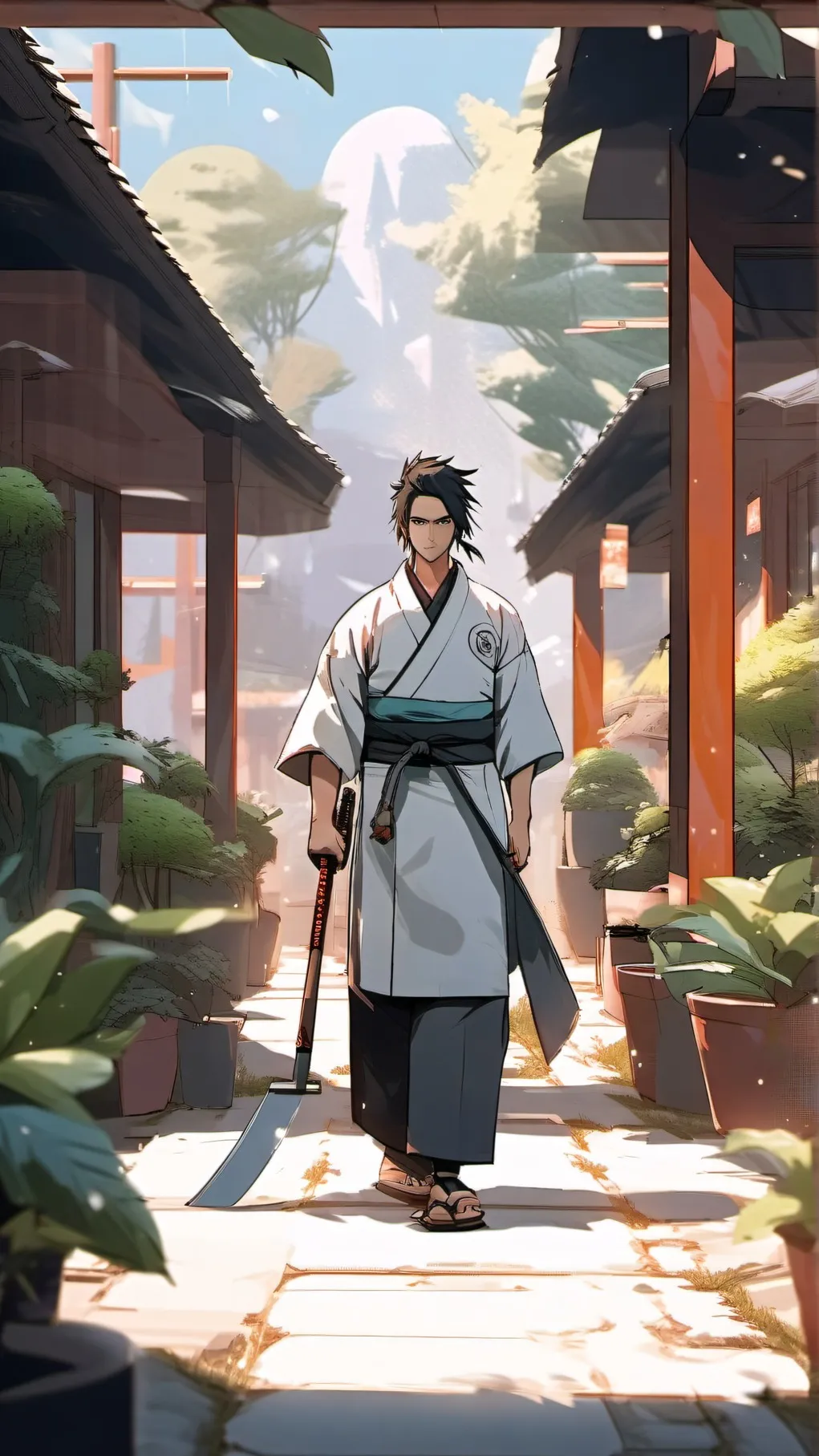 ai character: JJk Gardening background