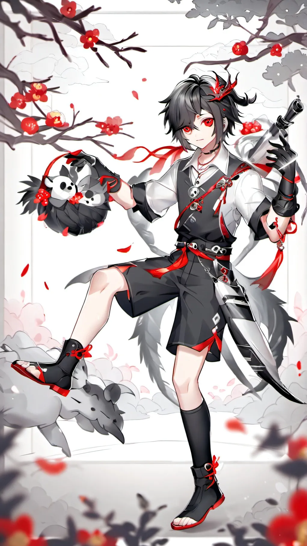 ai character: red wolf background