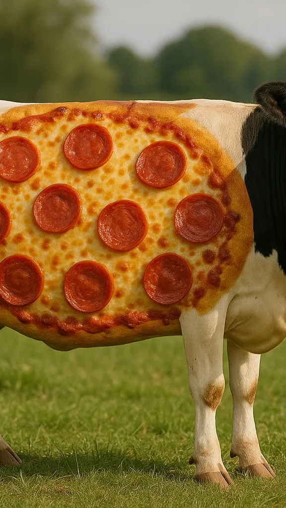 ai character: pizza cow background