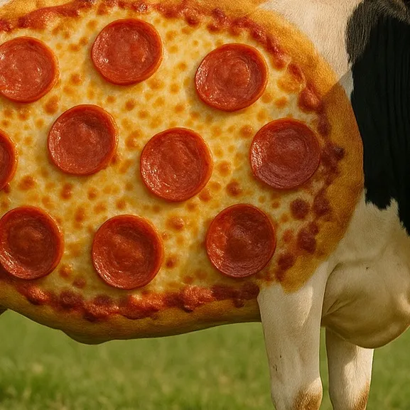 chat with ai character: pizza cow