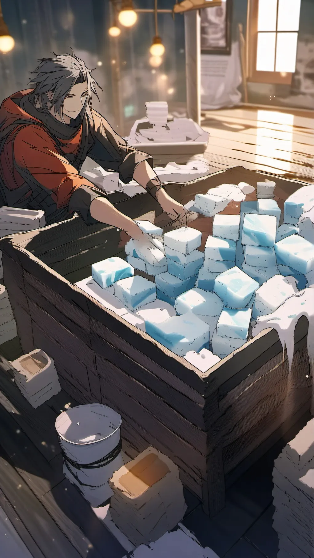 ai character: Soap & Wax Kraft background