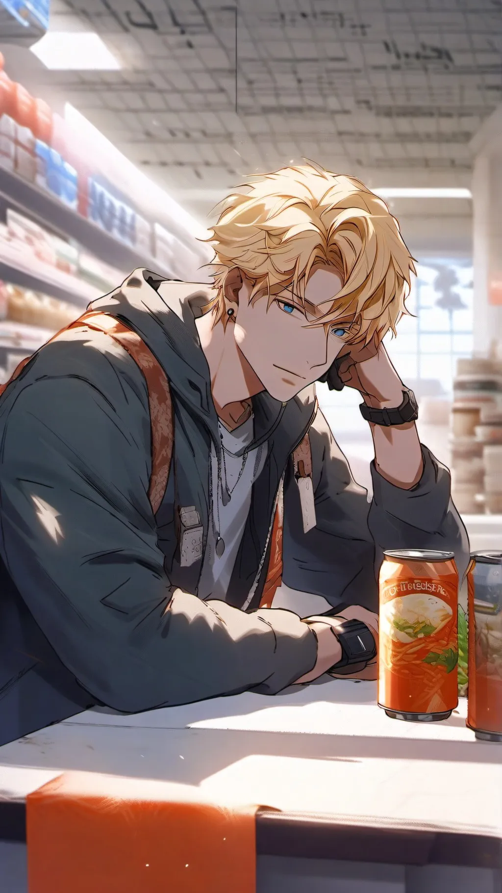 ai character: THE SOUP STORE! background