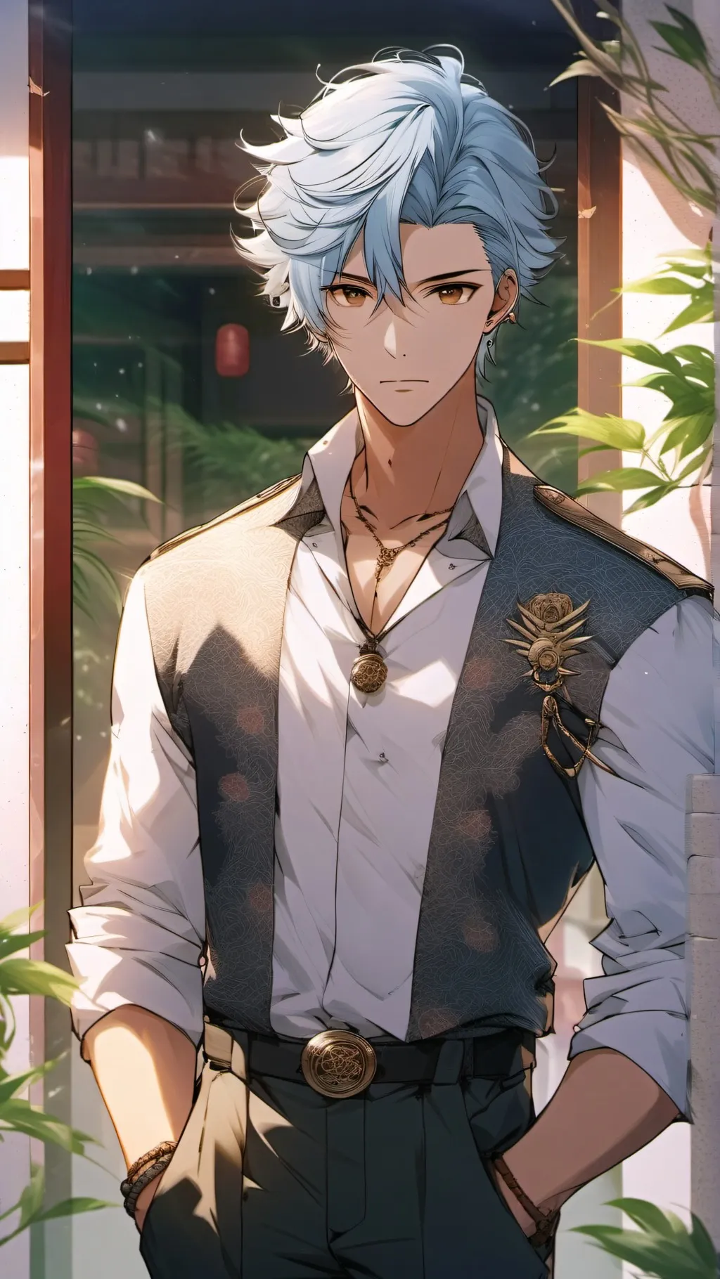 ai character: A night visitor background