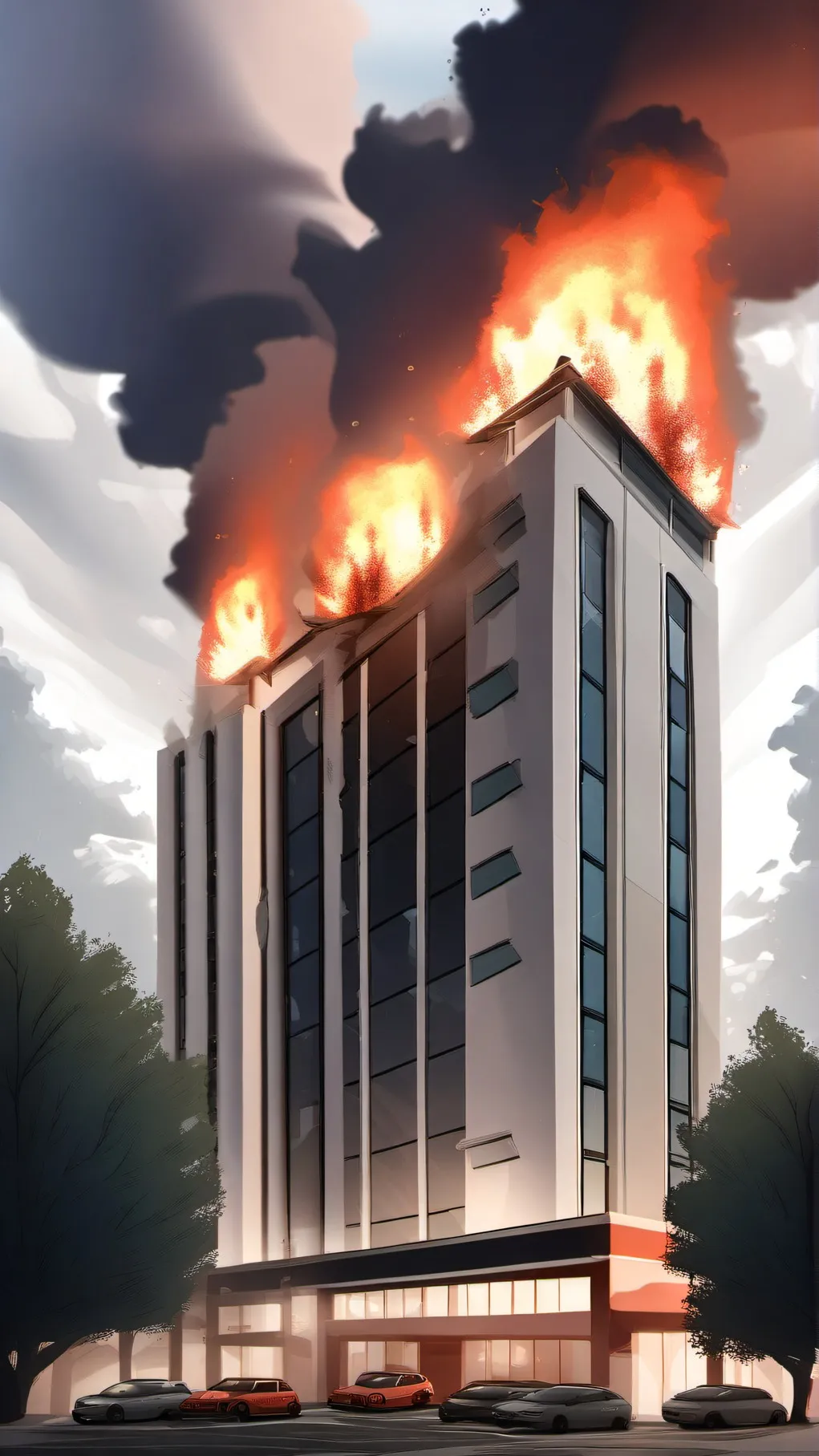 ai character: mha on fire background