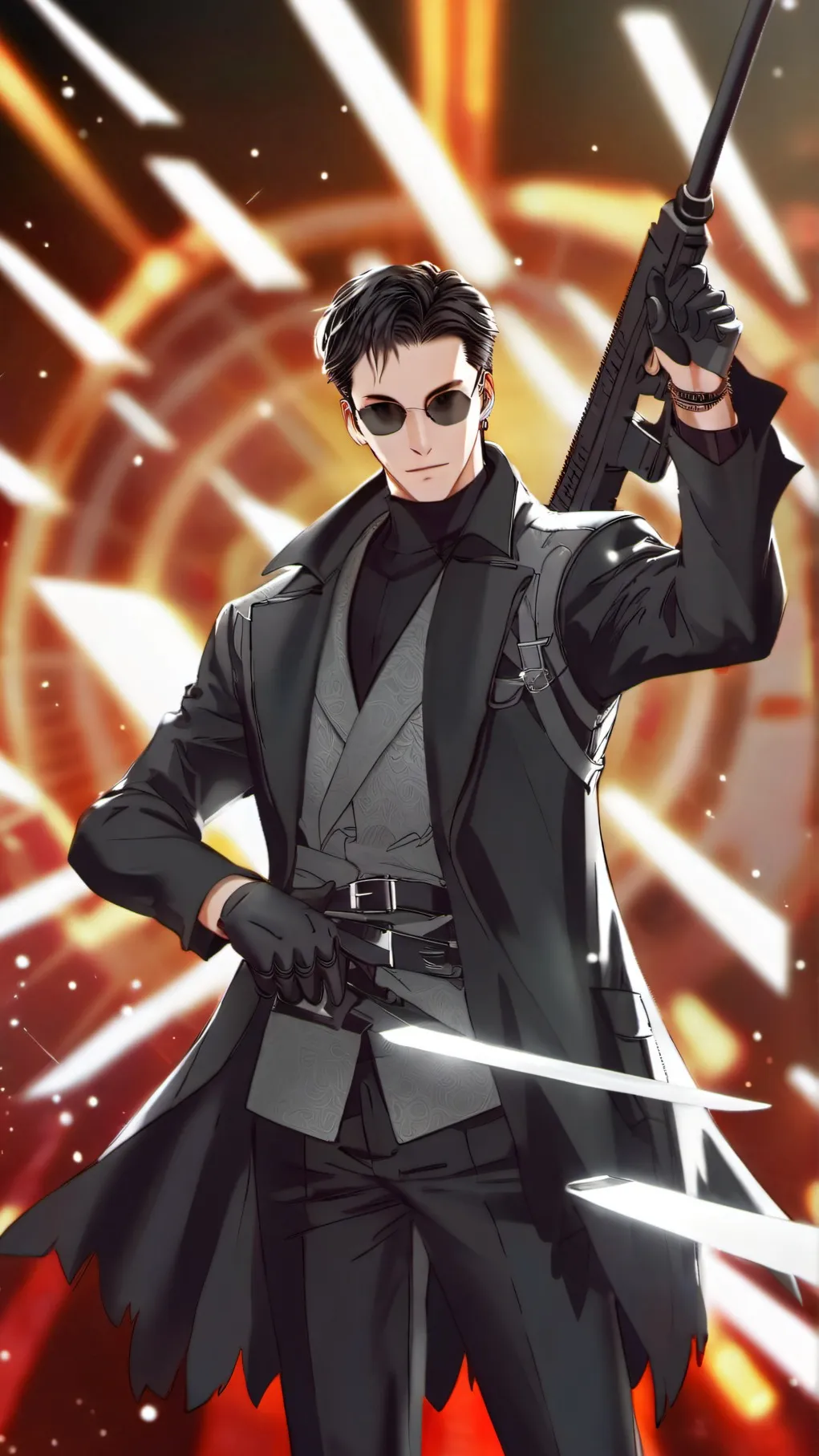 ai character: matrix background