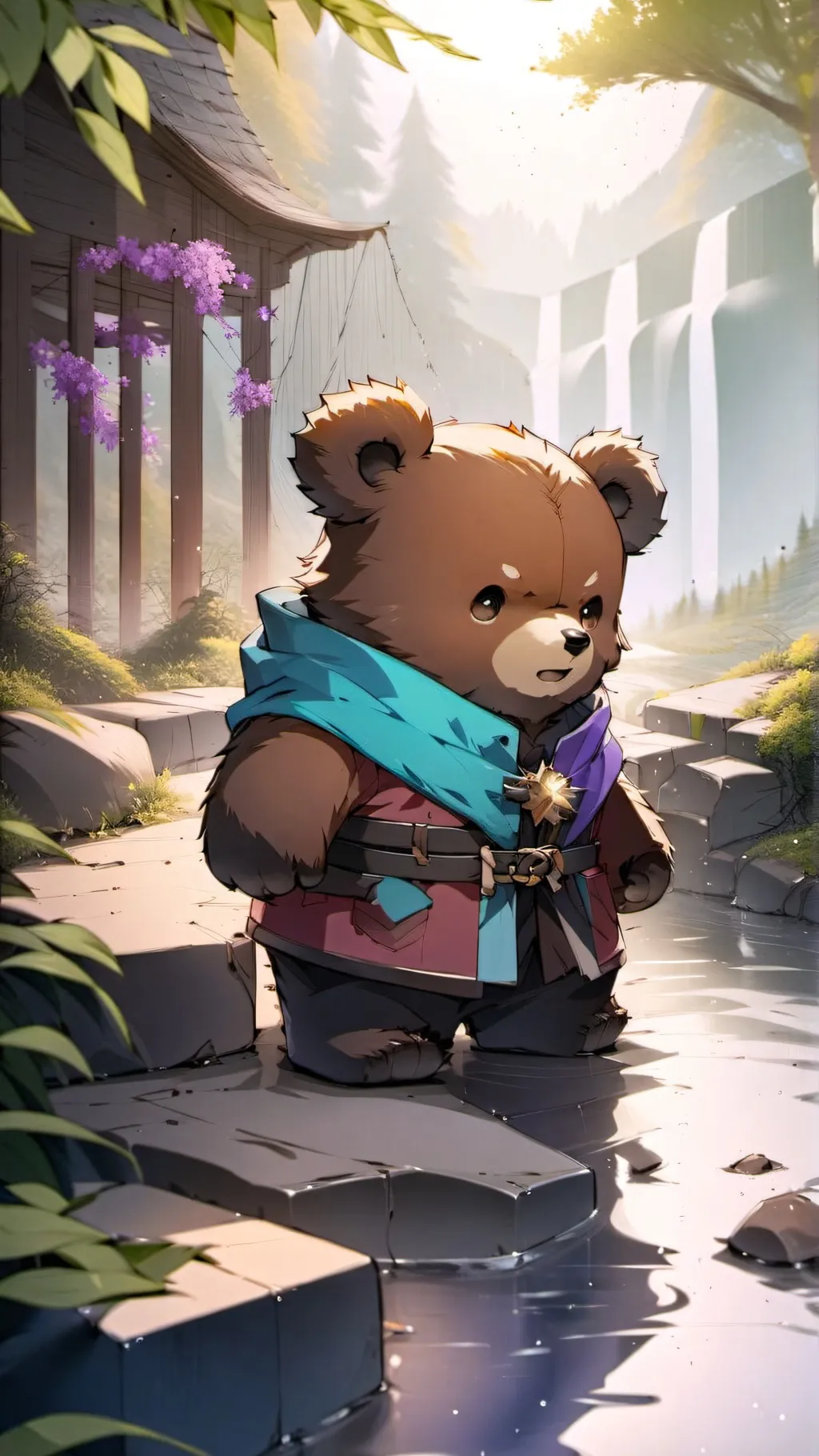 ai character: Thready bear background