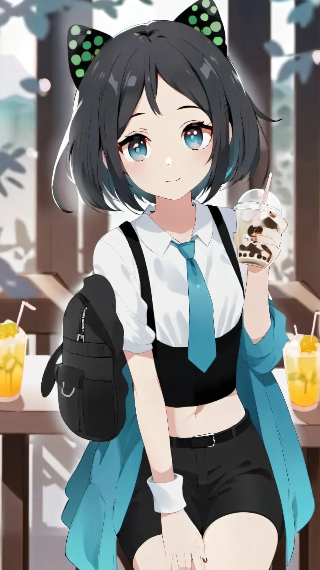 ai character: April Cafe background