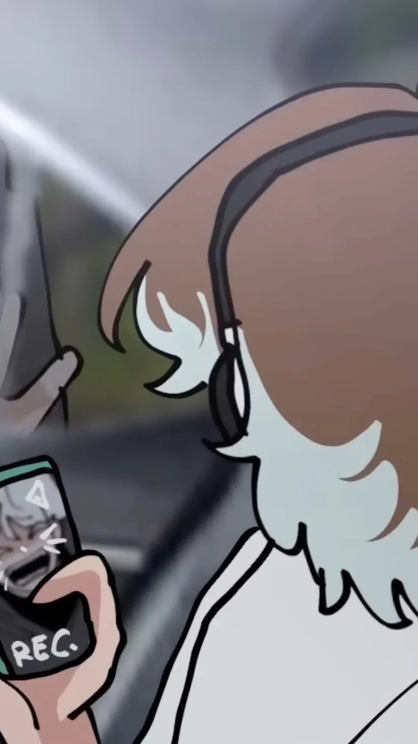 ai character: Locked in the car. background