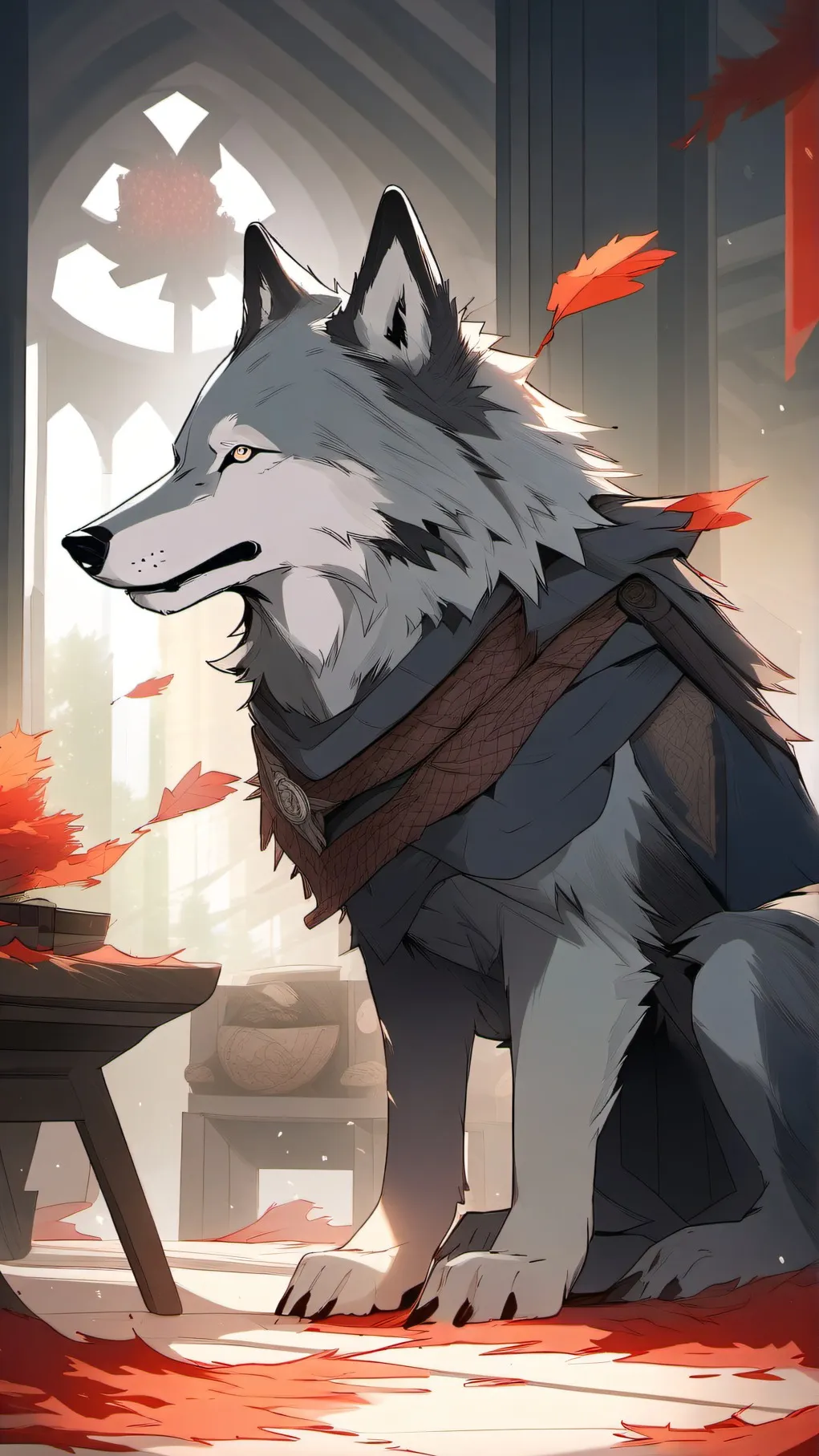 ai character: WOLF KING background