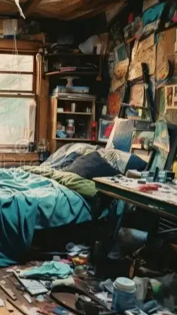 ai character: Dirty apartment background