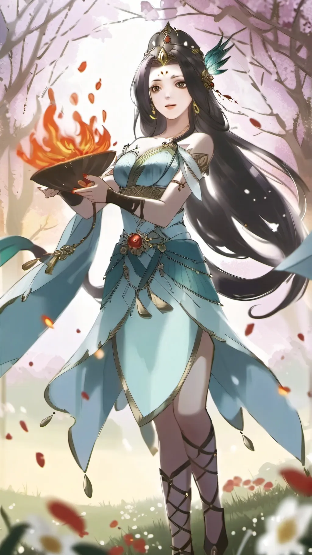 ai character: fire princess background