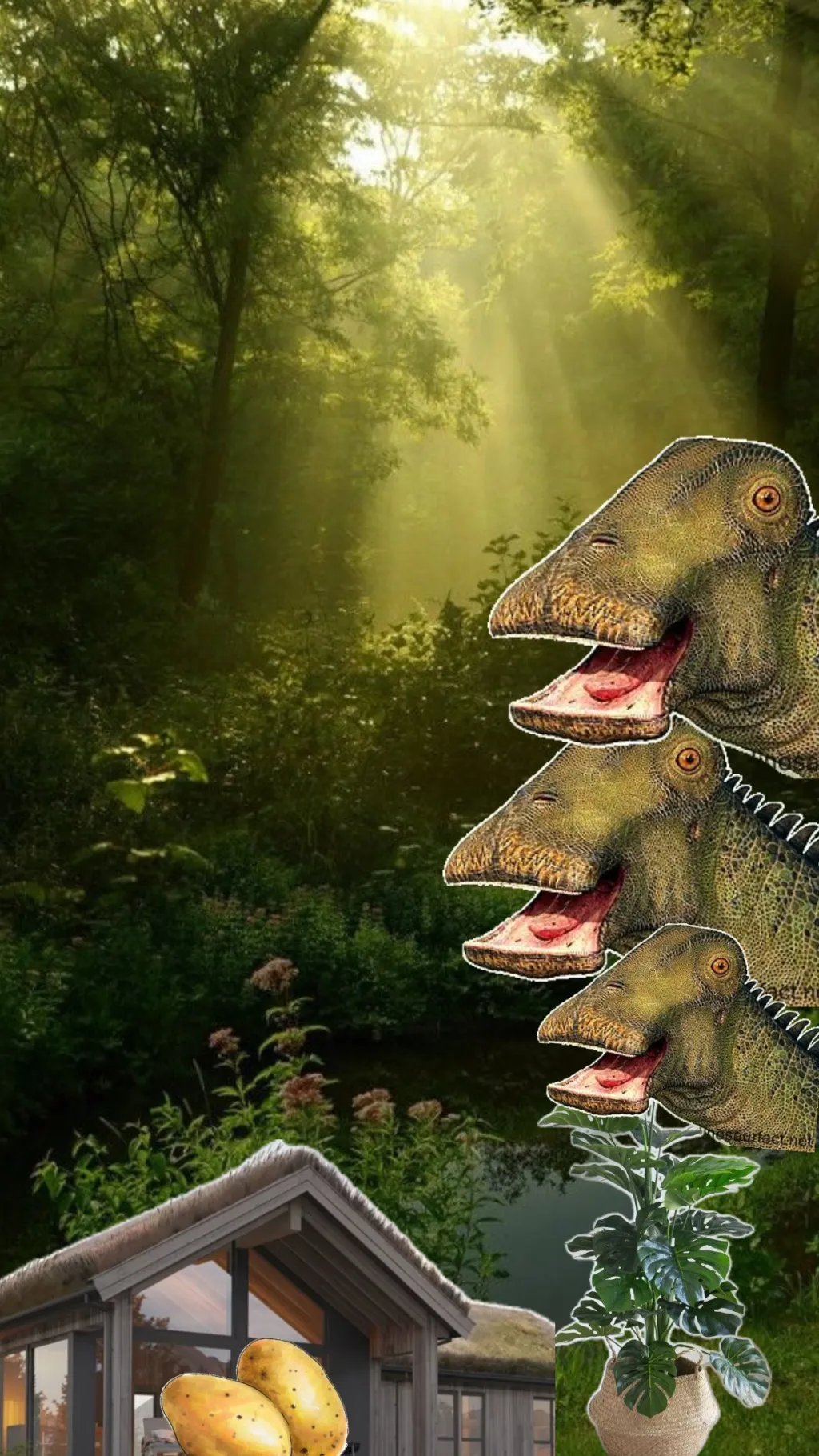 ai character: Nigersaurus Plants background