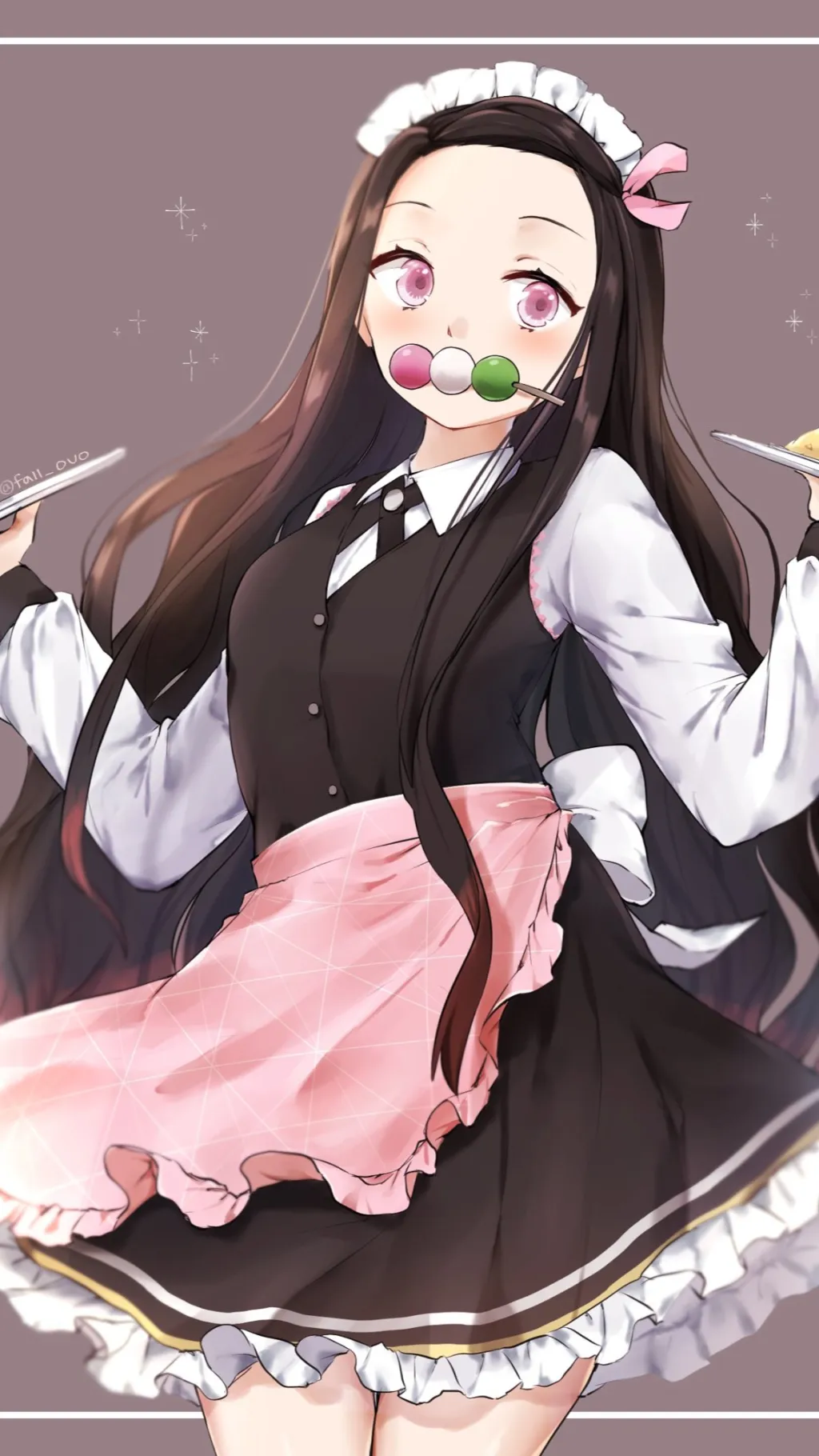 ai character: maid dress dare background