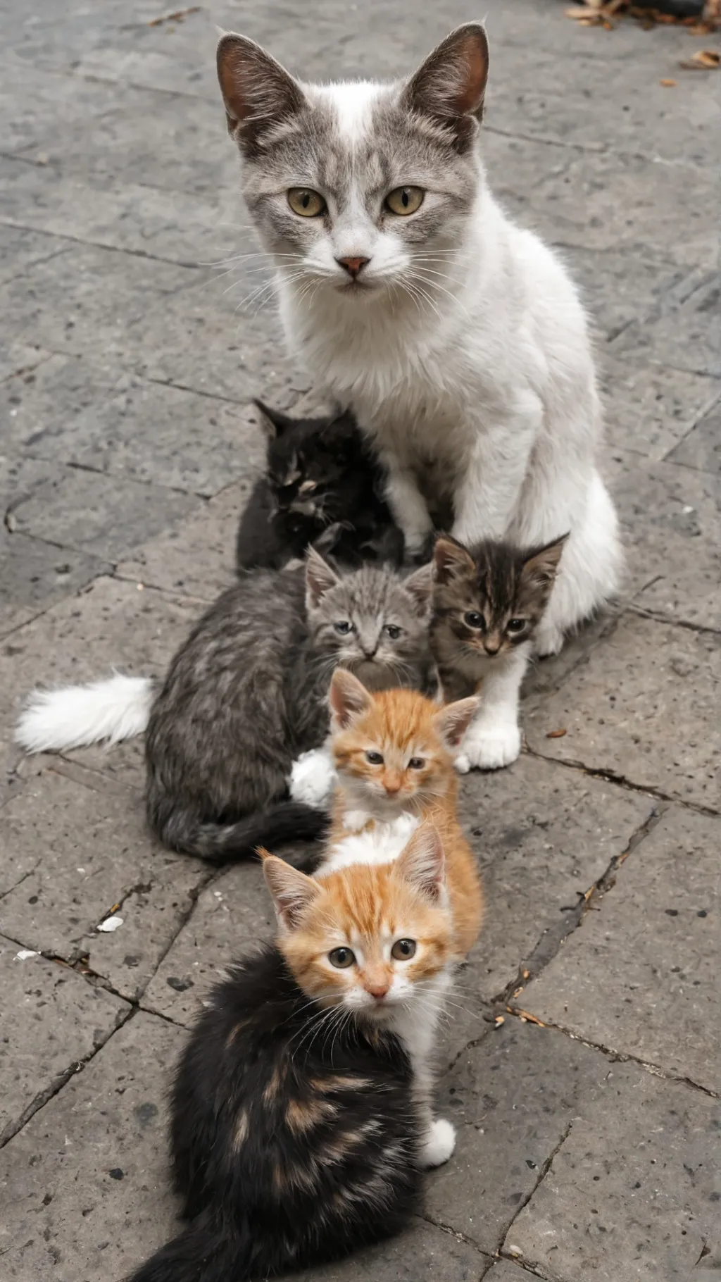 ai character: Cute homeless cats background