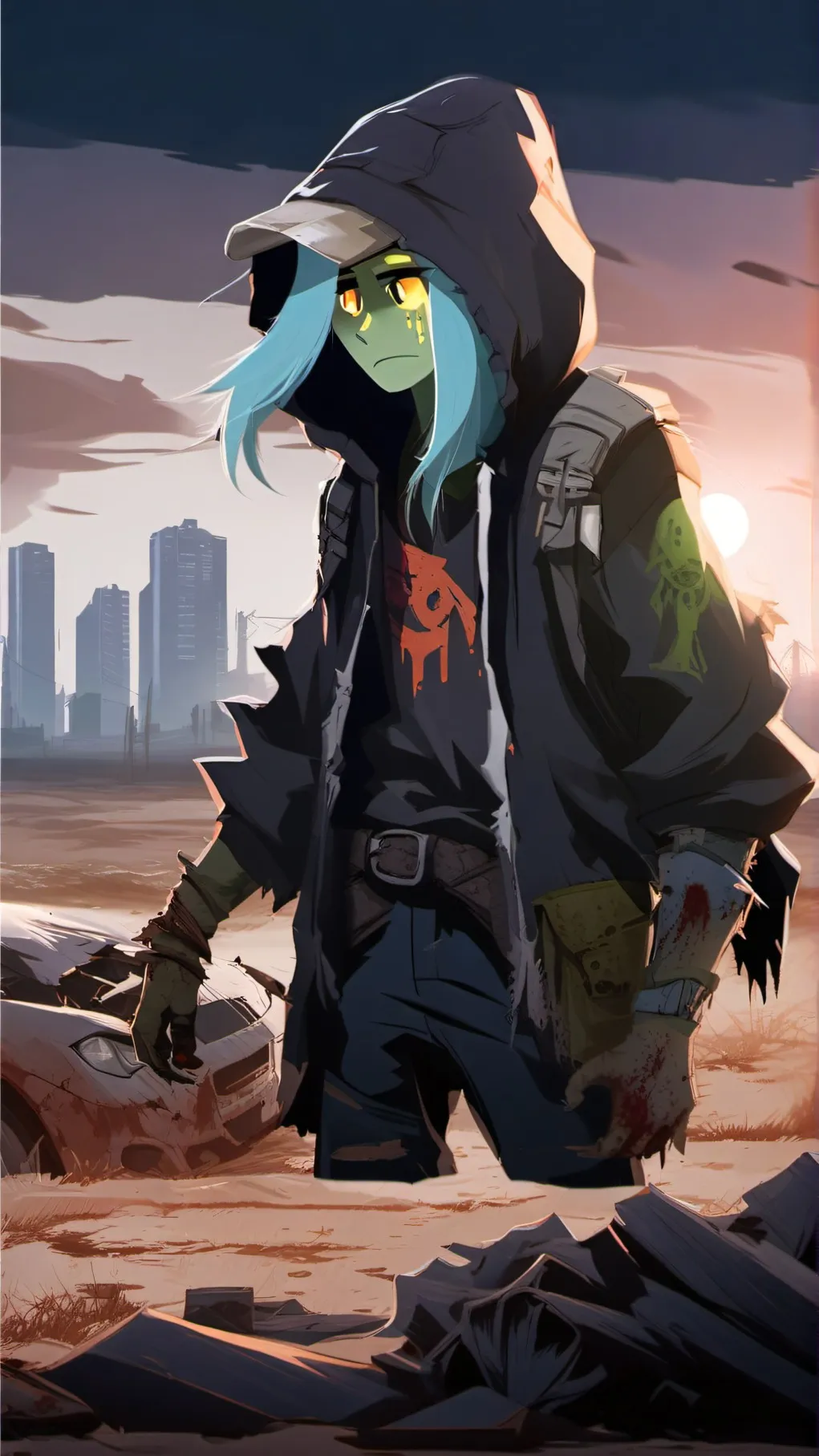 ai character: Apocalipsis zombie background