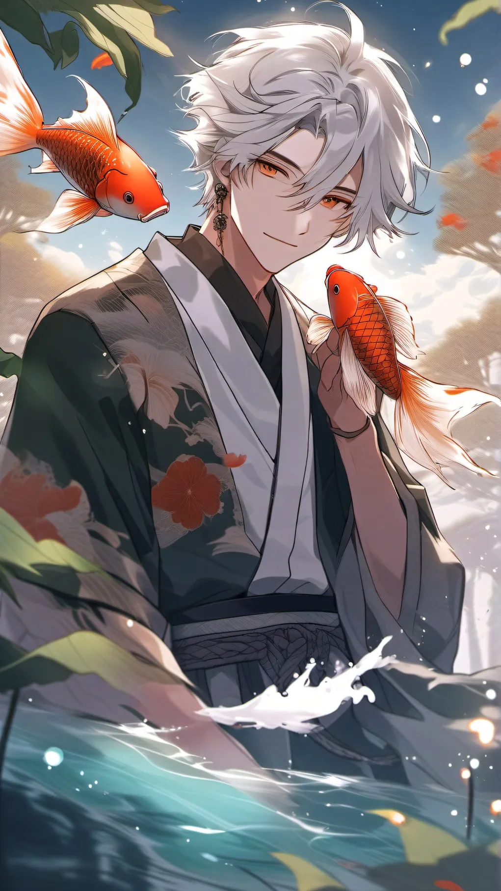 ai character: Koi background