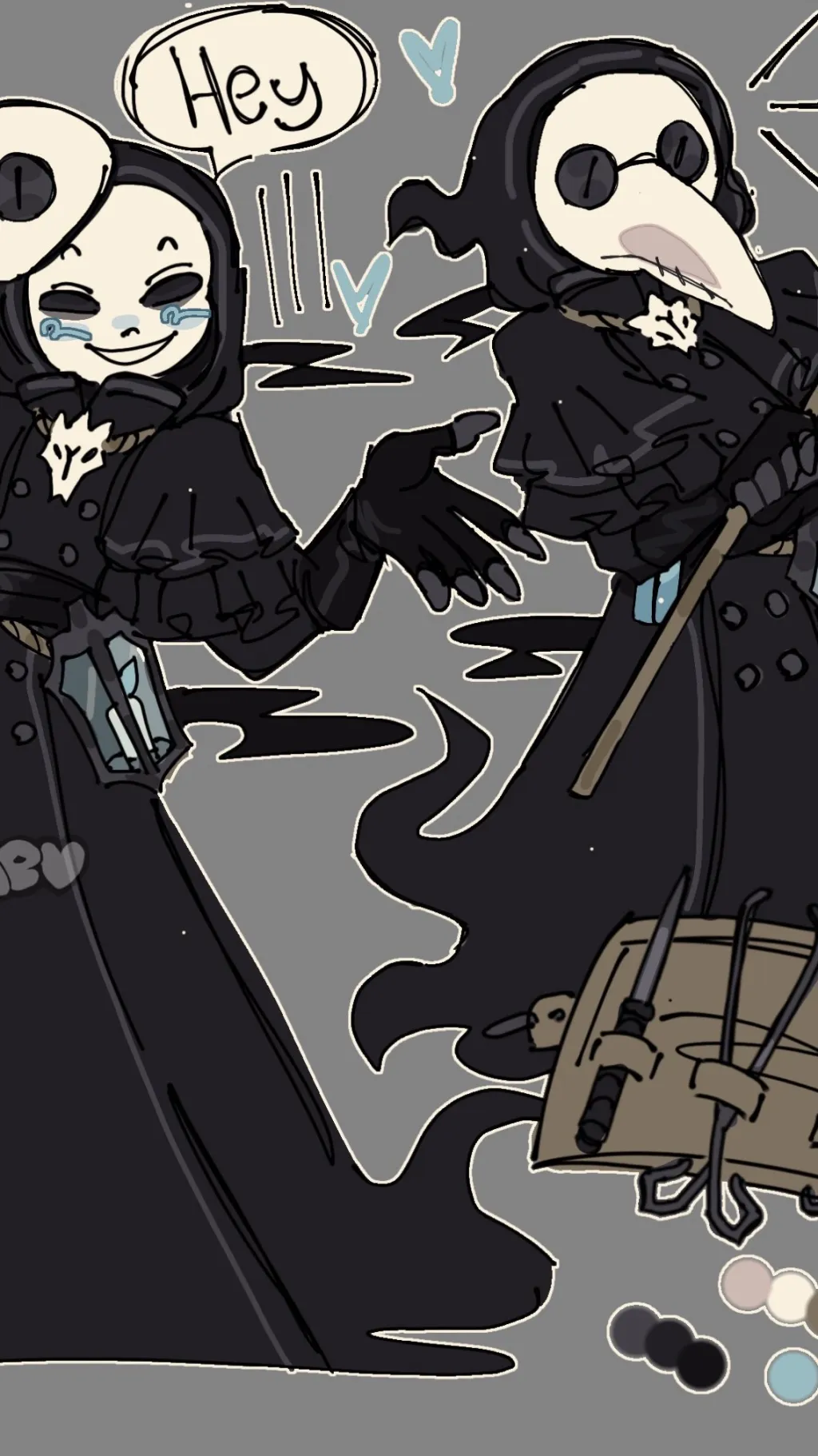 ai character: Plague doctor sans background