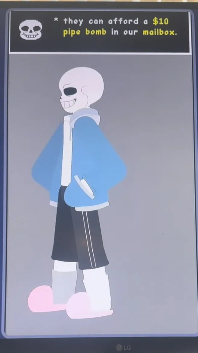 ai character: sans(funny talkie) background